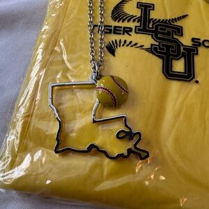 LSU Softball Necklace with bonus Rain Poncho 💛💜